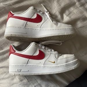 Women’s Nike Red Air Force 1 gold